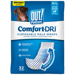 OUT! PetCare close-up shows secure fit for male dogs