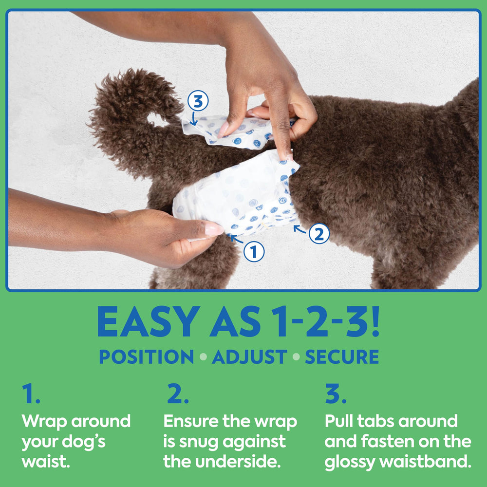 OUT! PetCare wetness indicator changes color for easy wrap replacement