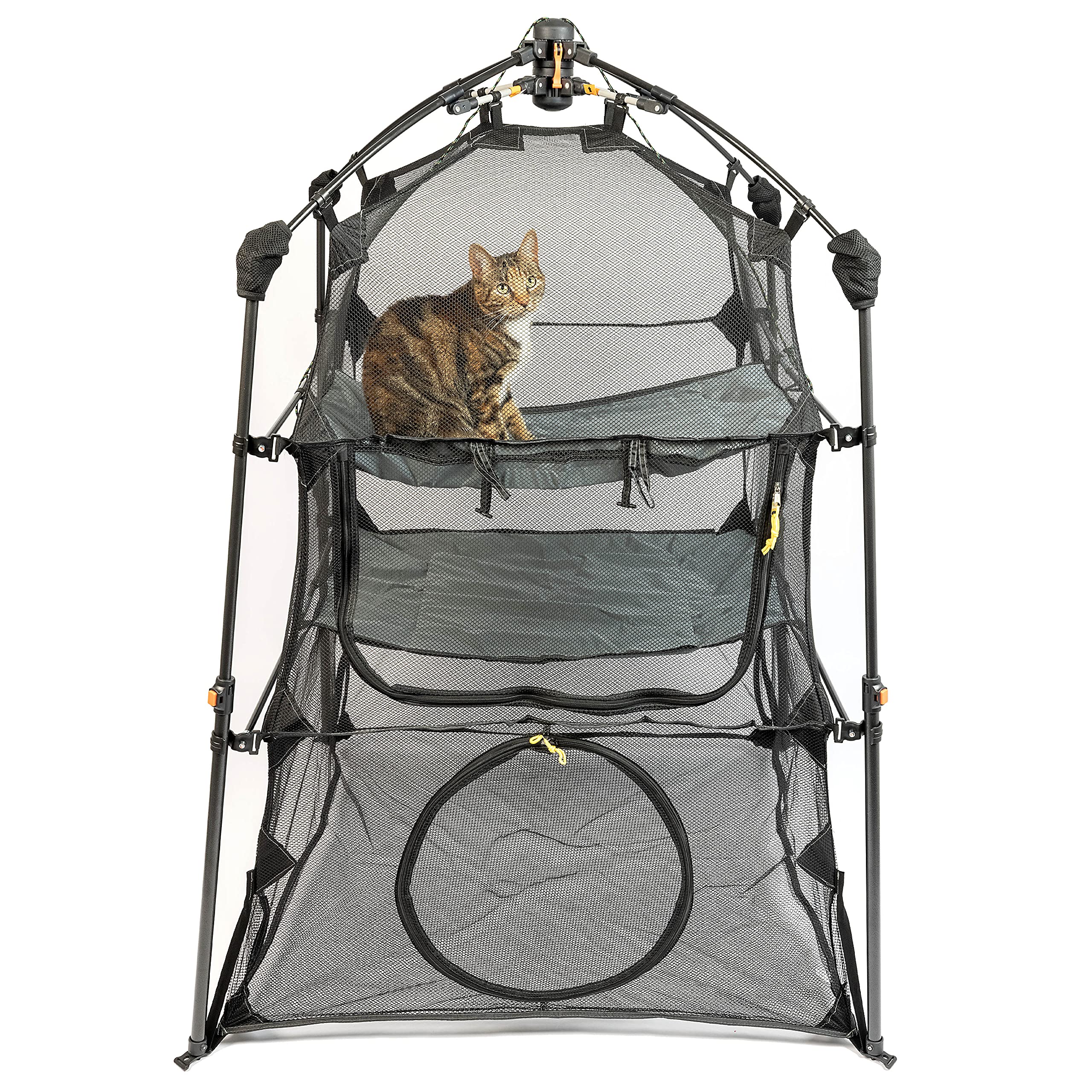 Outback Jack Catio Outdoor Enclosure keeps indoor cats safe while enjoying fresh air.
