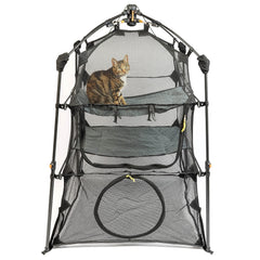 Outback Jack Catio Outdoor Enclosure keeps indoor cats safe while enjoying fresh air.