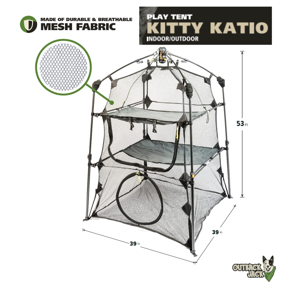 Outback Jack Catio Three-Level Tower offers multiple lounging levels for curious cats.