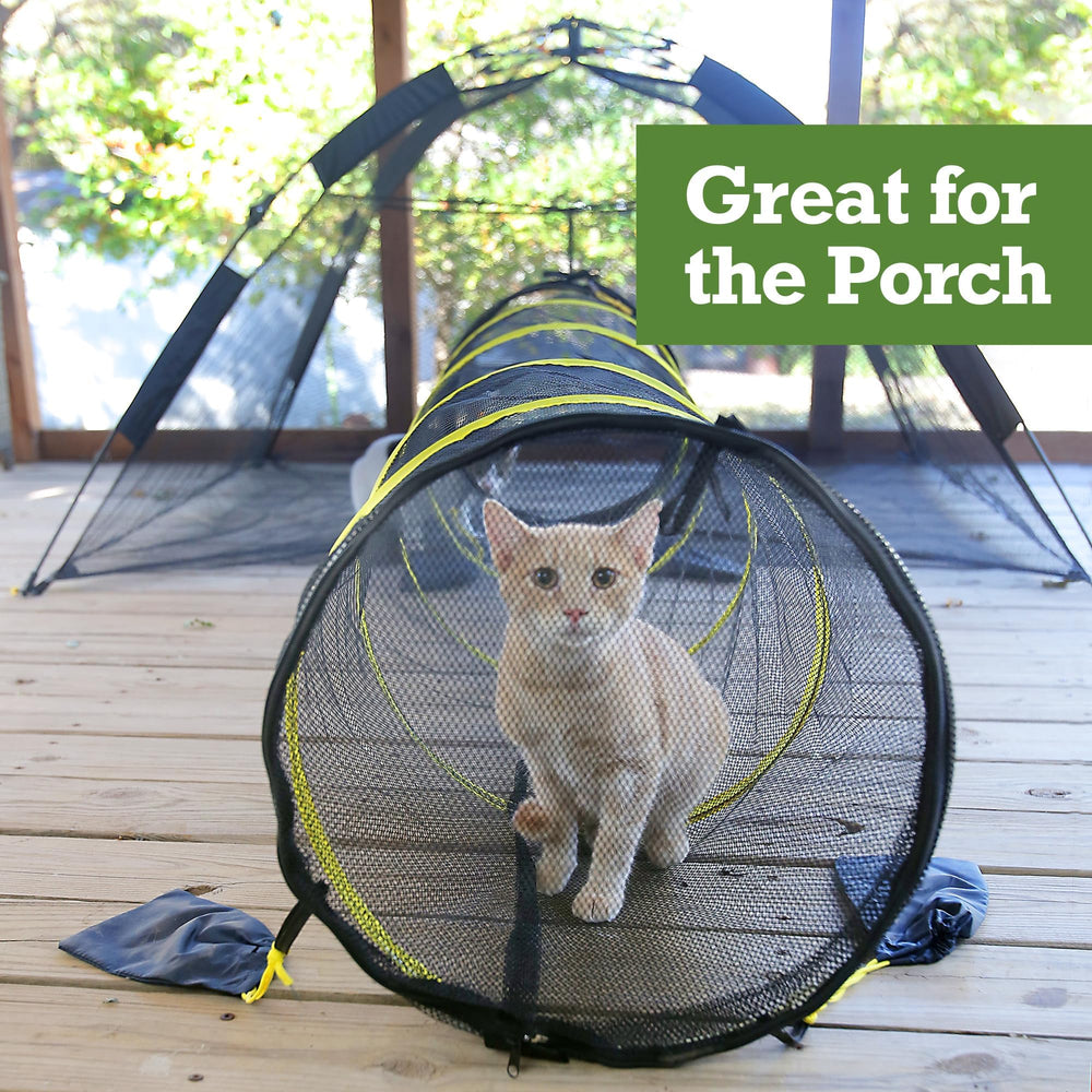 Outback Jack portable cat tent folds flat for travel.