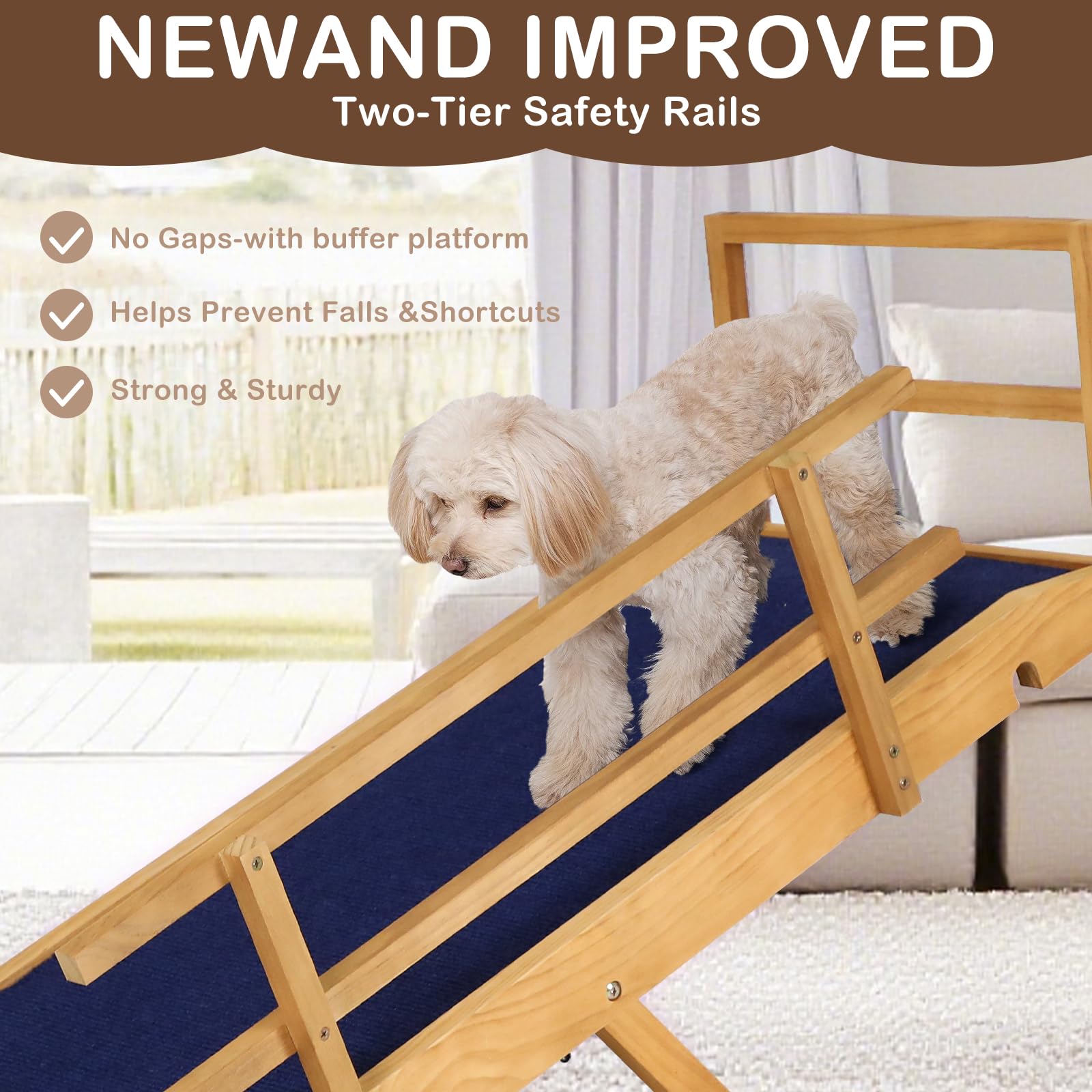 Outdoor Diamond dog ramp 17-inch wide footrest cushions paws.