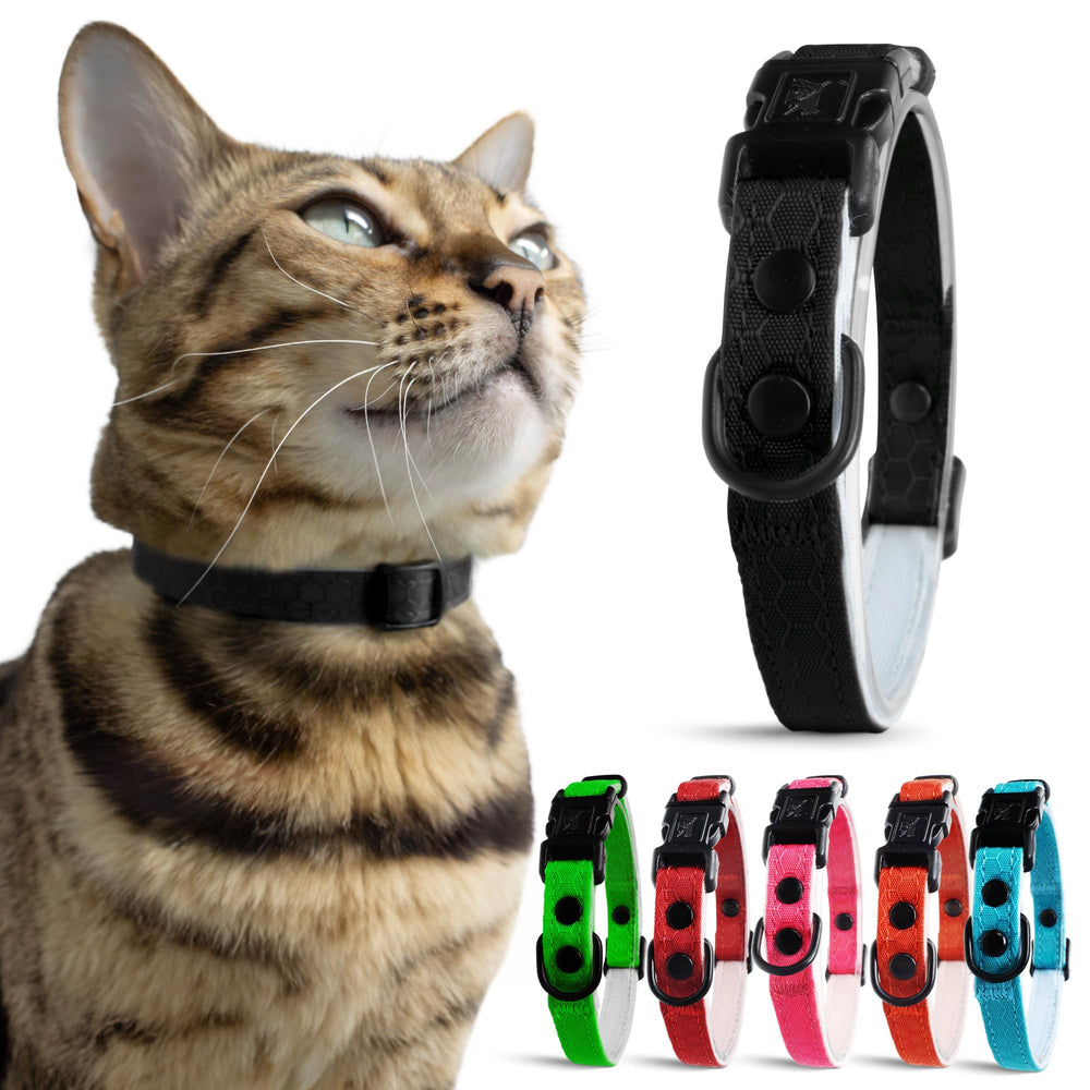 OutdoorBengal Black Cat Collar breakaway-buckle for quick safety release during outdoor adventures