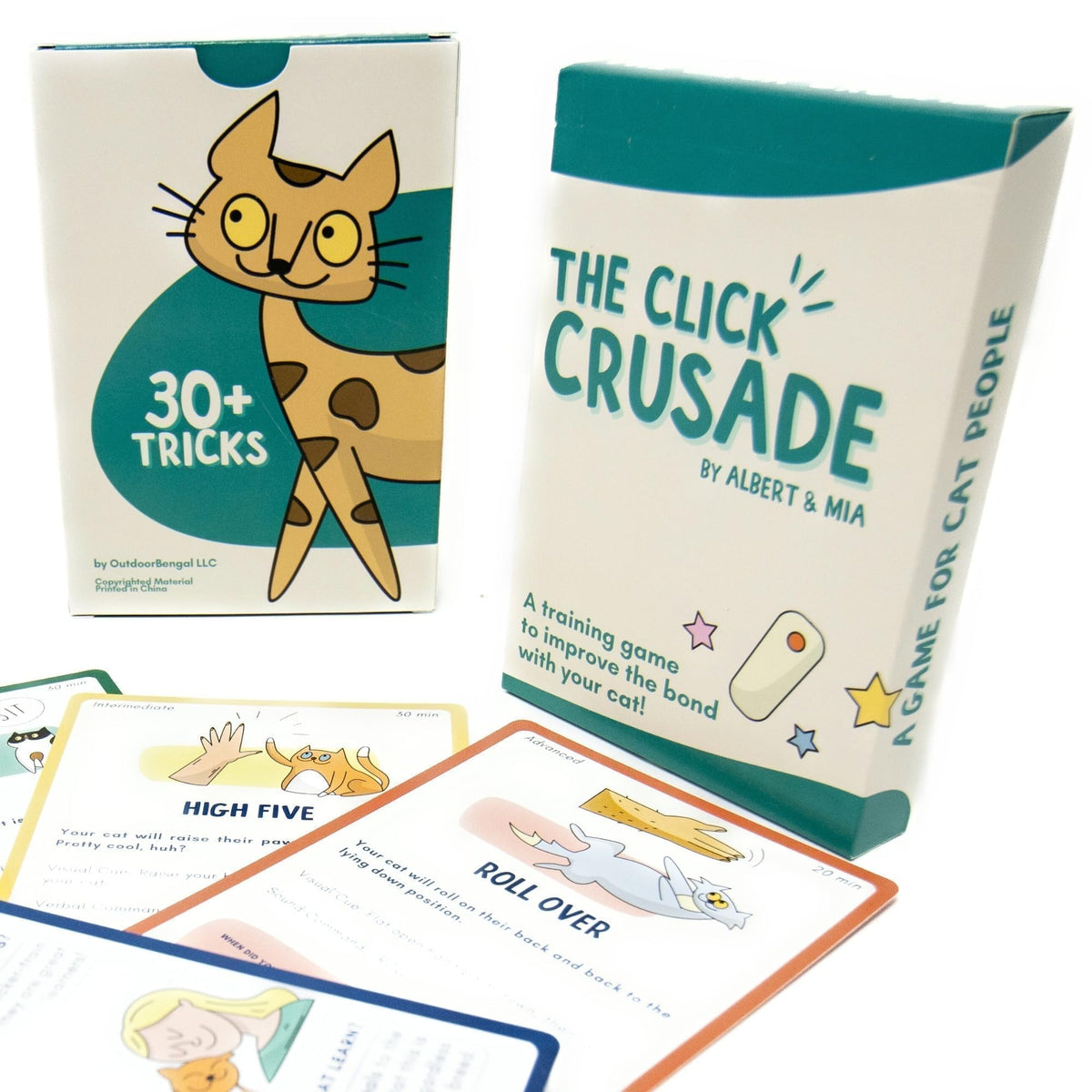 OutdoorBengal Click Crusade cards set for feline training and positive reinforcement.