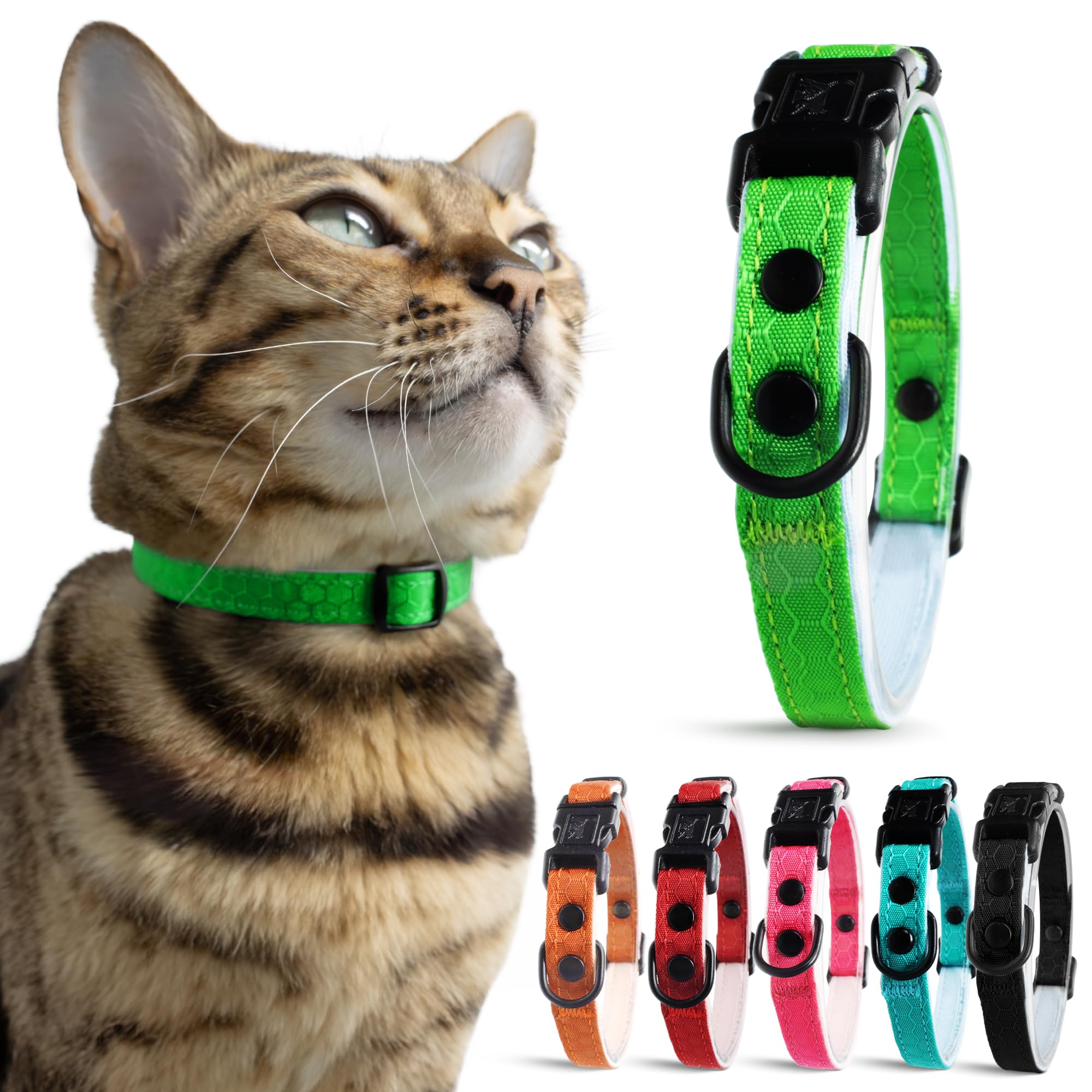 OutdoorBengal green cat collar with breakaway buckle for safe, quick release