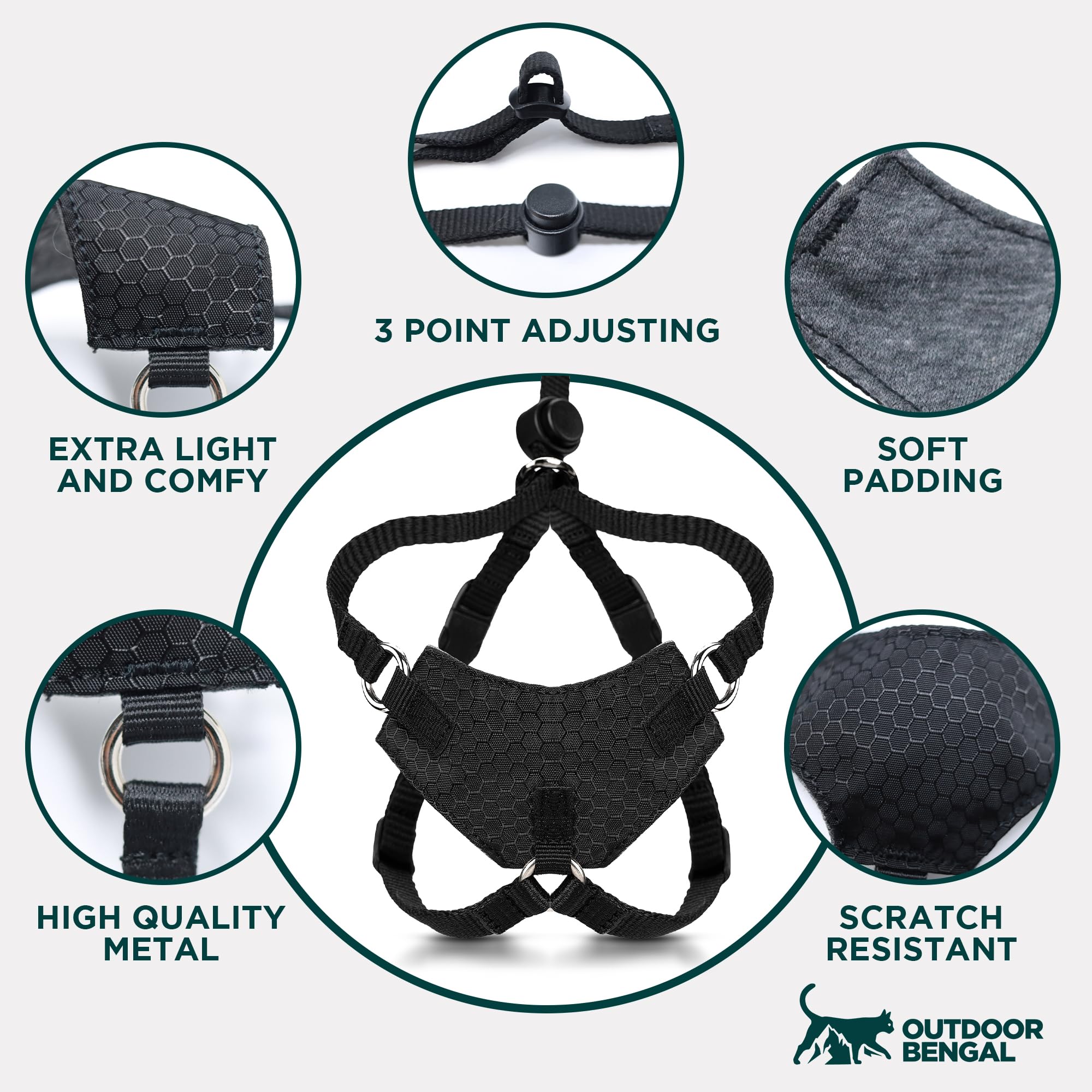 OutdoorBengal Houdini harness trusted by adventure cats for outdoor journeys.