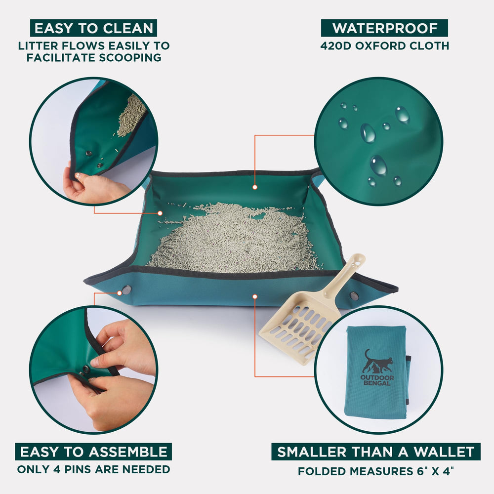 OutdoorBengal Travel Litter Box in car, ideal for road trips.