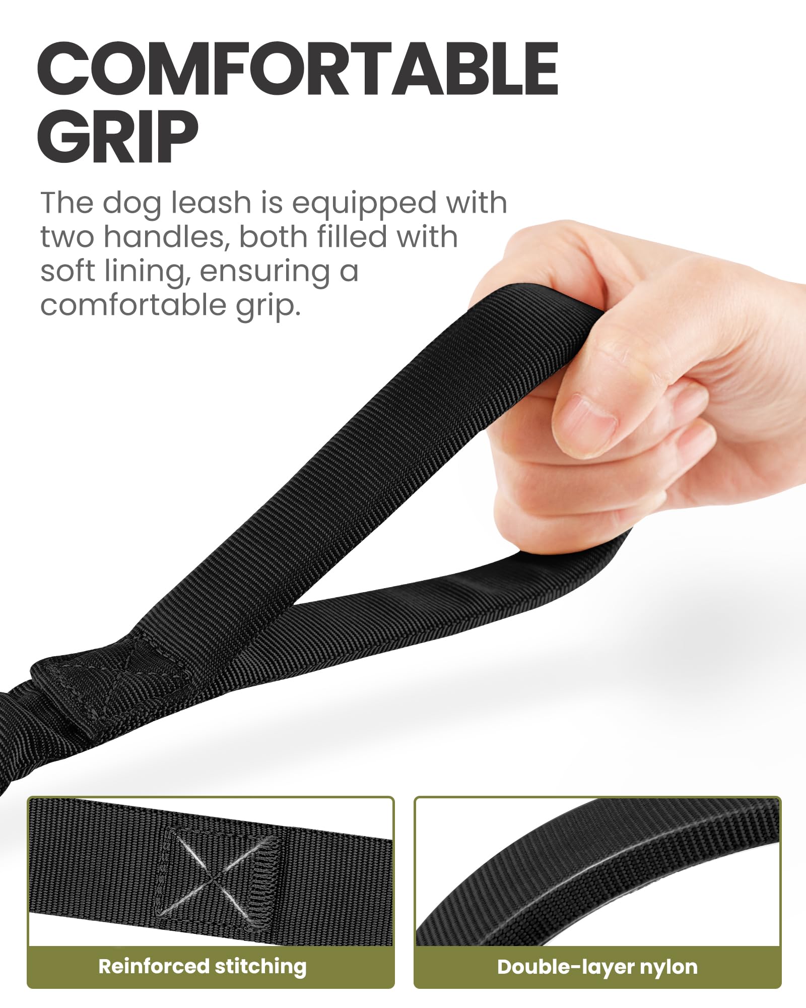 Outdoormaster Bungee Dog Leash with a 360-degree clasp for secure attachment.
