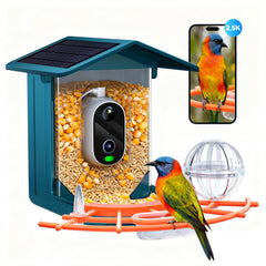 Outinput 2.5K smart bird feeder camera; wide-angle view for detailed birdwatching.