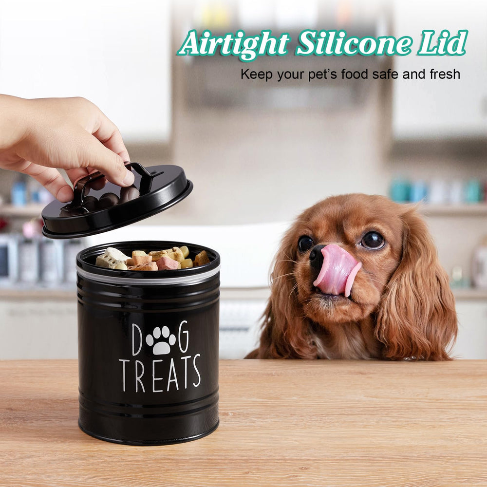 OUTNILI six inch round black treat jar preserves freshness and convenience