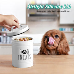 OUTNILI Treat Container side shot highlights compact 6-inch height fits on kitchen shelves