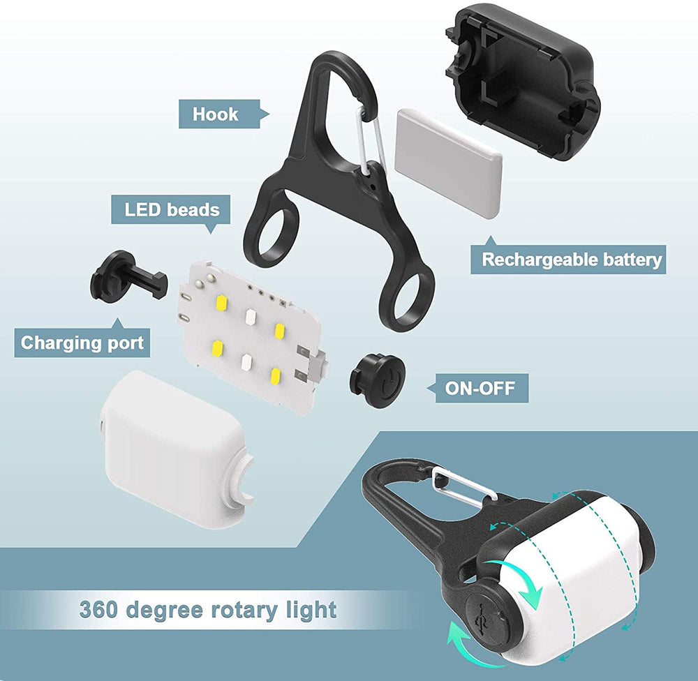 Outopest three-mode dog light adapts to walking, running, or camping.