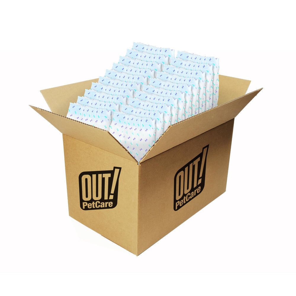OUT! PetCare disposable dog diaper with adjustable fasteners for a secure, fur-friendly fit