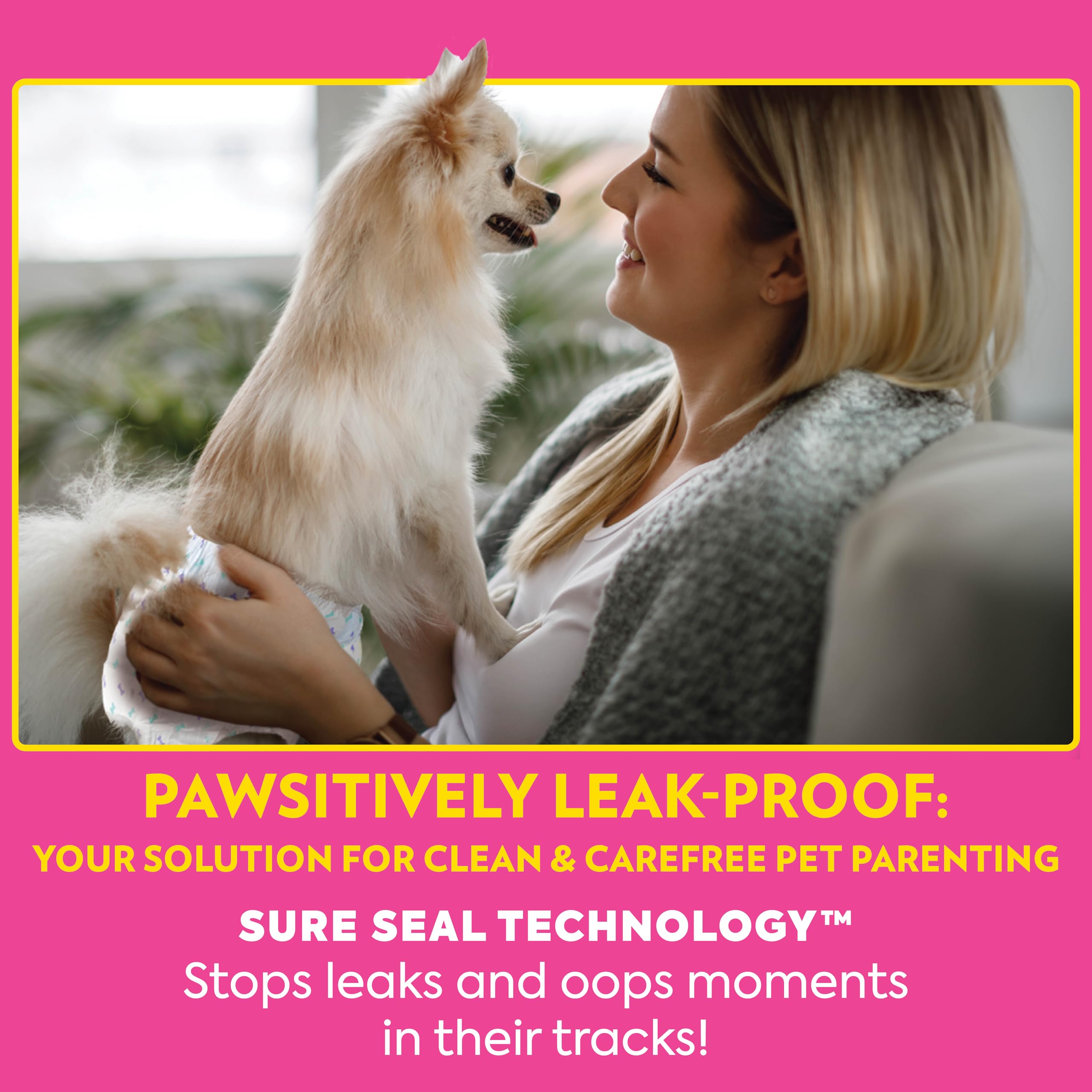 OUT! PetCare fur-friendly fasteners prevent fur snag while securing the diaper