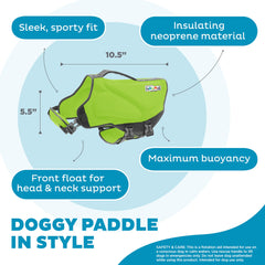 Outward Hound Dawson life jacket green front neck float keeps head above water