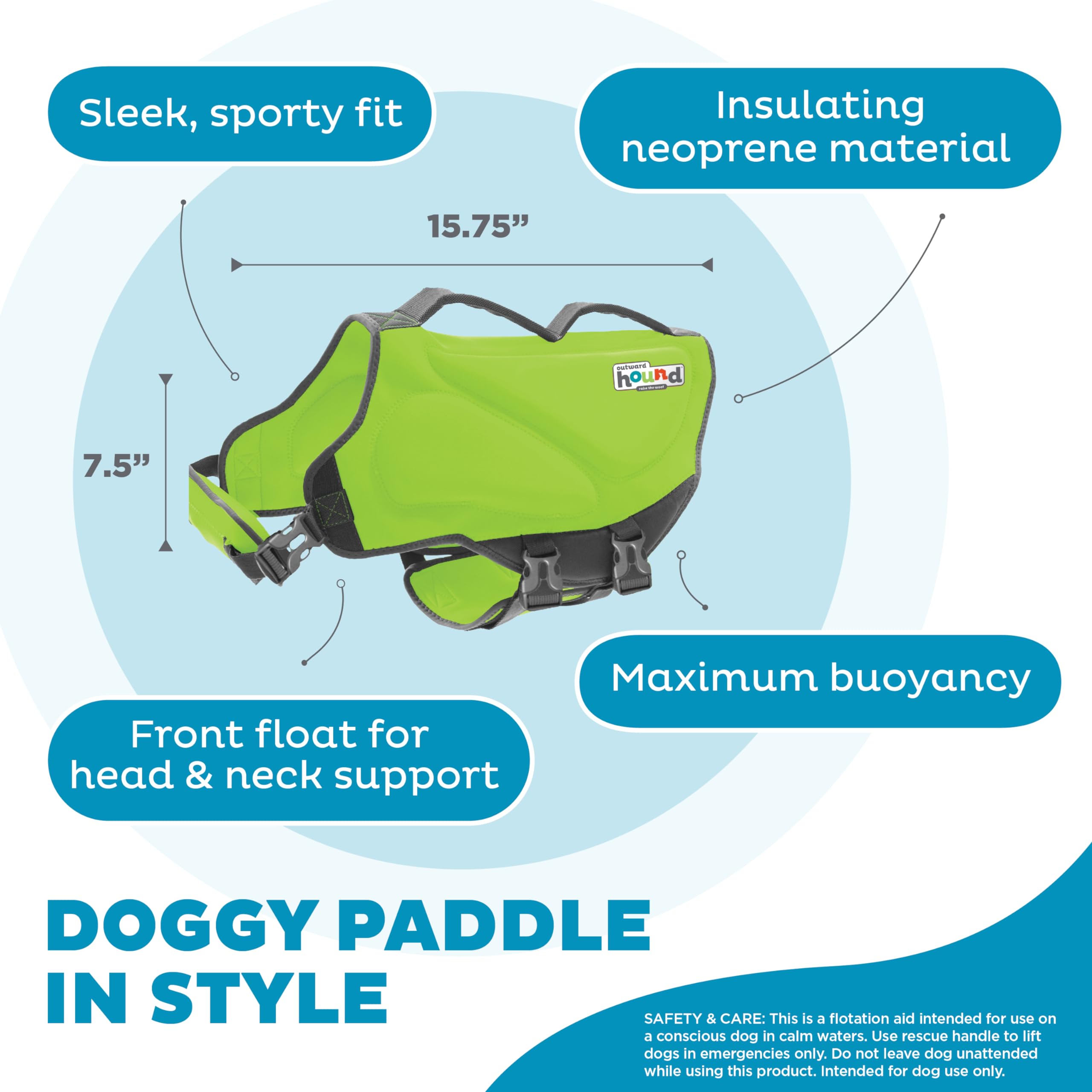 Outward Hound Dawson dual-top handles on sizes M to XL for easy lifting