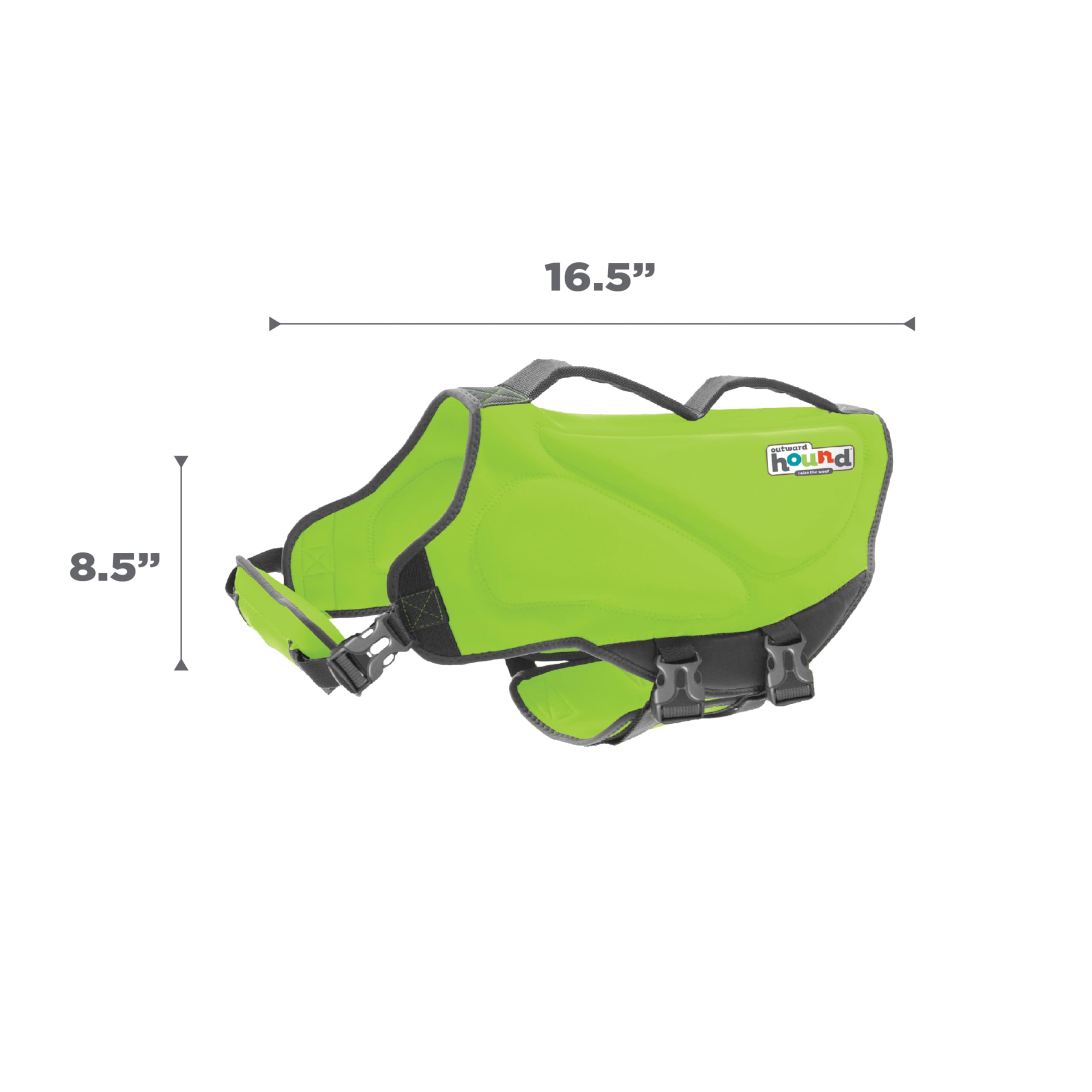 Outward Hound Dawson rib-cage measurements guide sizing for secure fit.