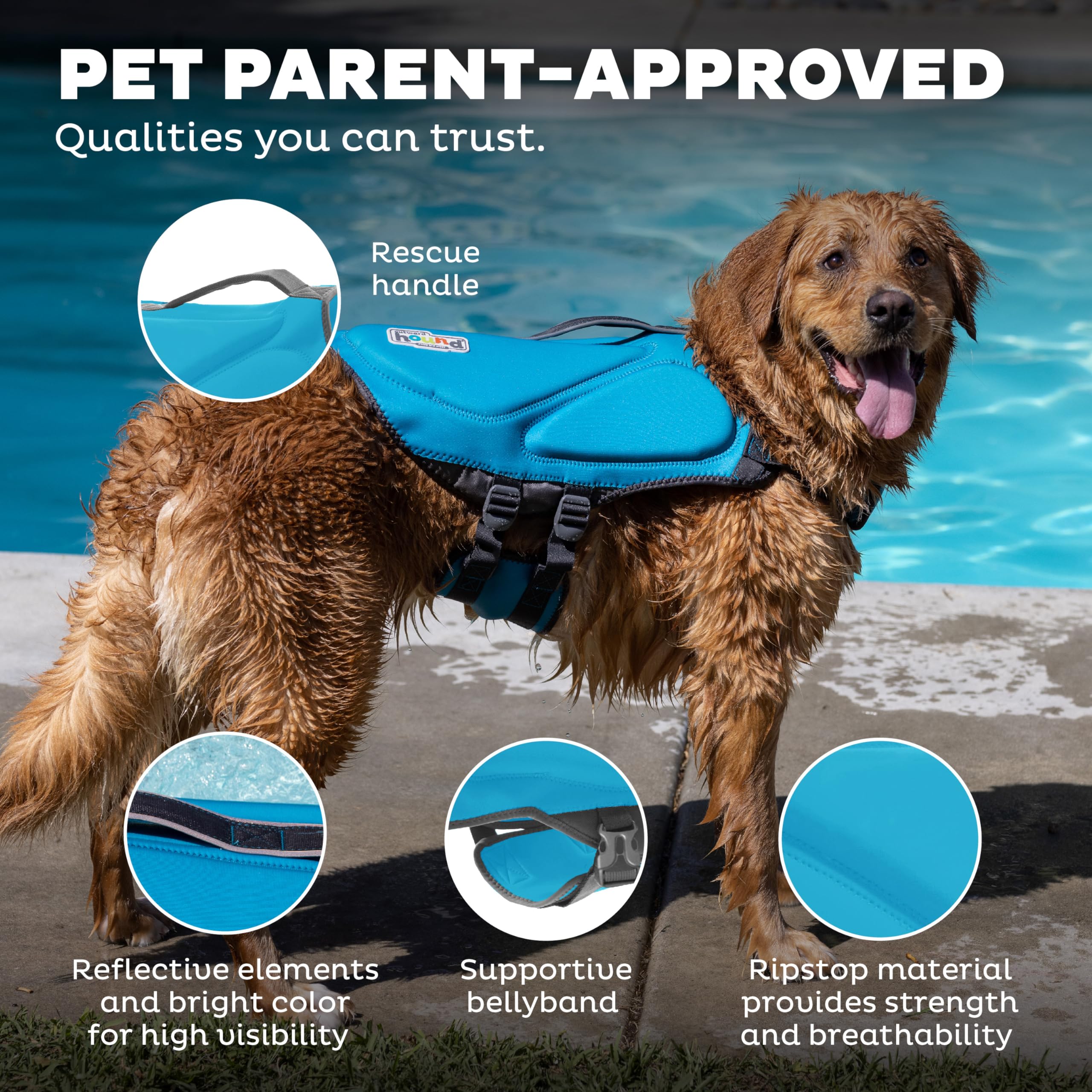 Reflective trim enhances low-light visibility on the Dawson life jacket.