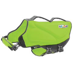 Outward Hound Dawson Swim Green Dog Life Jacket front view shows buoyant design for safe swimming