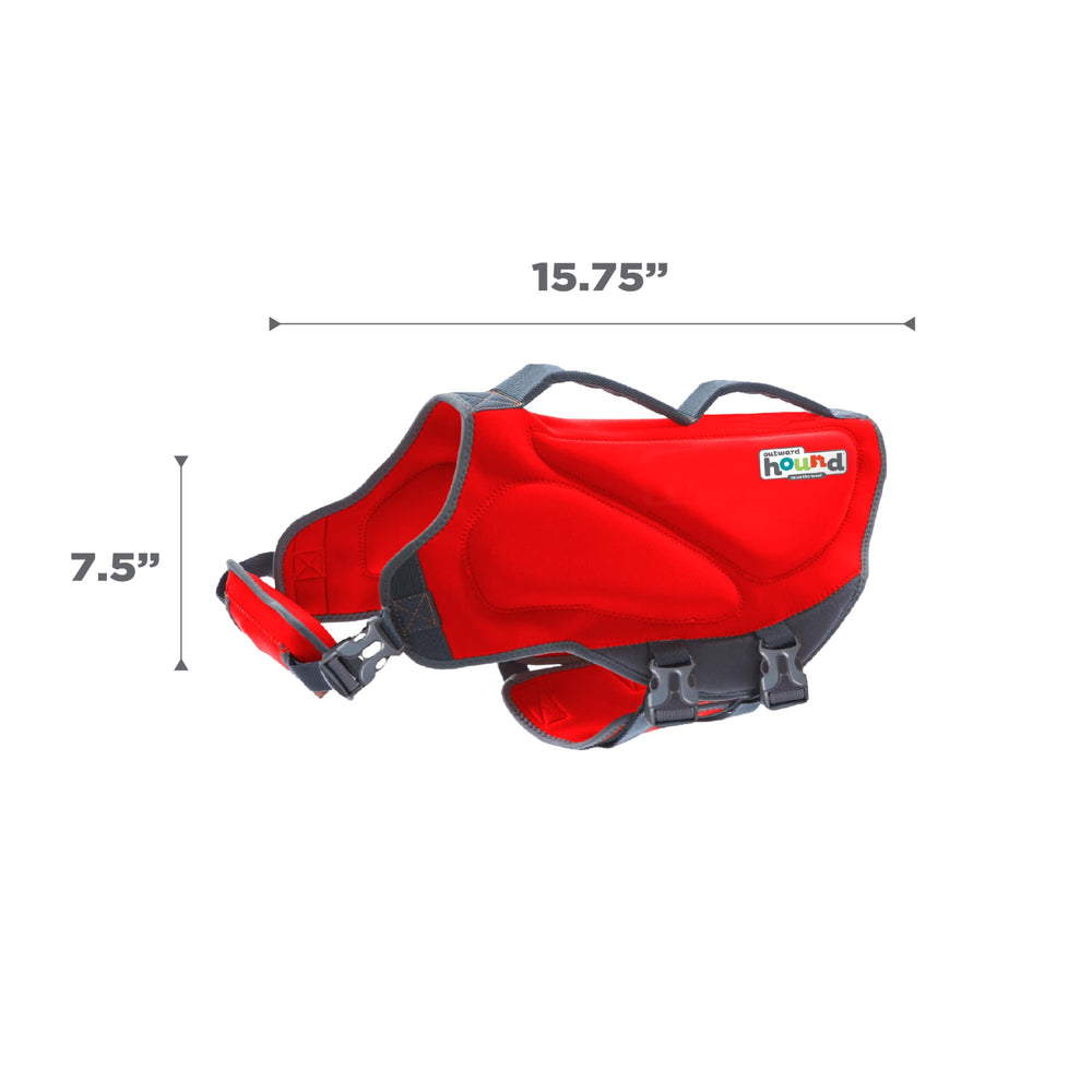 Outward Hound Dawson life jacket size guide with measurement tips