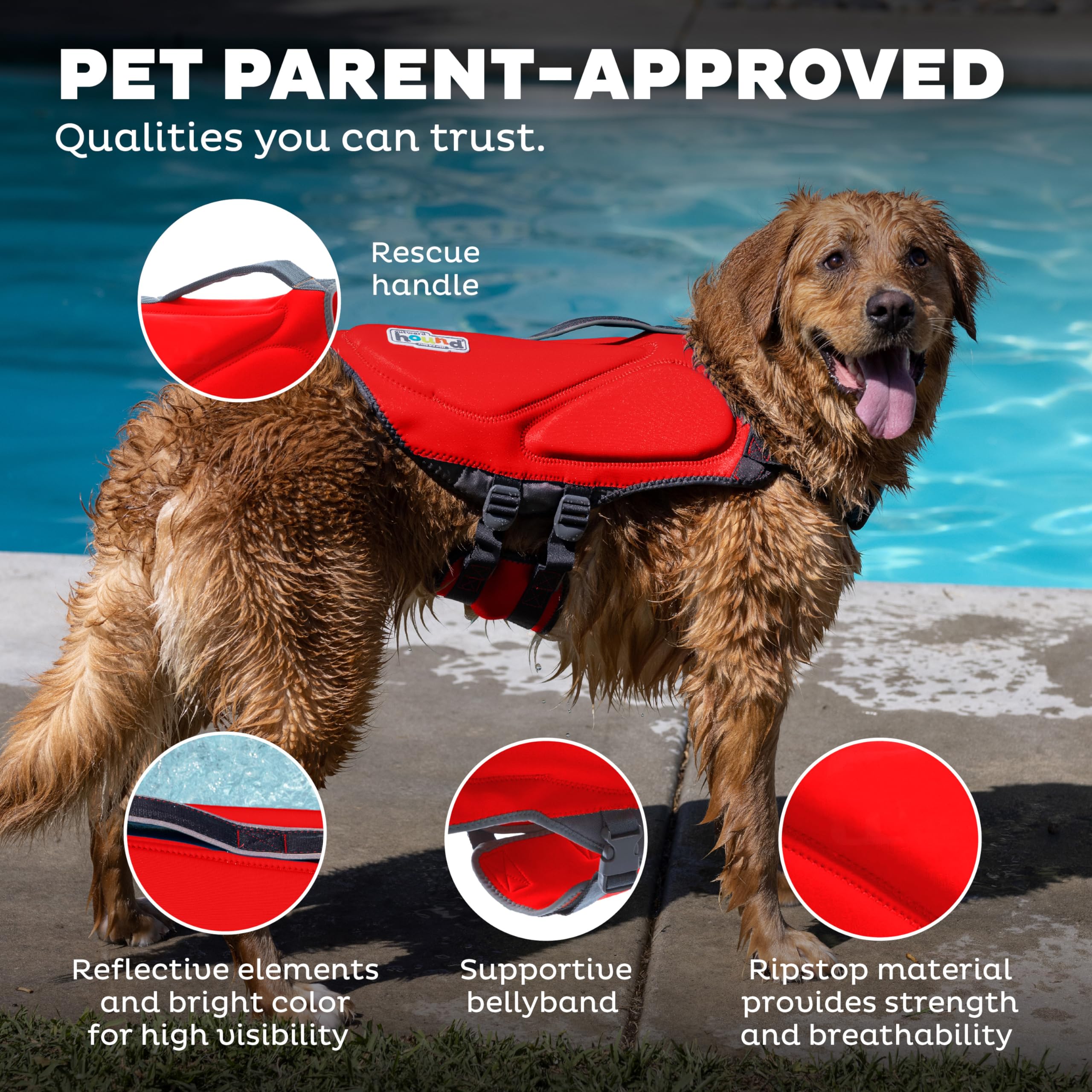 Outward Hound Dawson Swim Red Dog Life Jacket XS adjustable-straps secure fit.