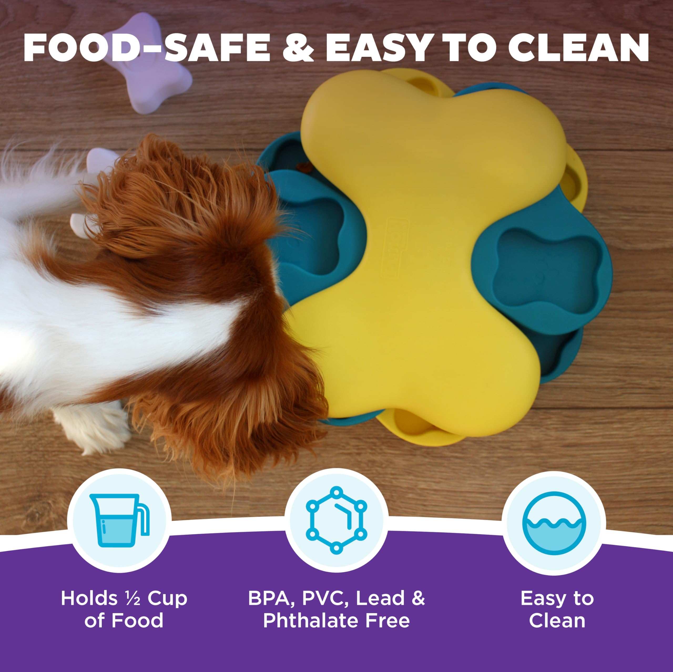 Outward Hound Dog Tornado slow feeding option supports calmer meals during play.