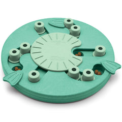 Outward Hound Dog Worker front view green showcases the level 3 puzzle for smart dogs.