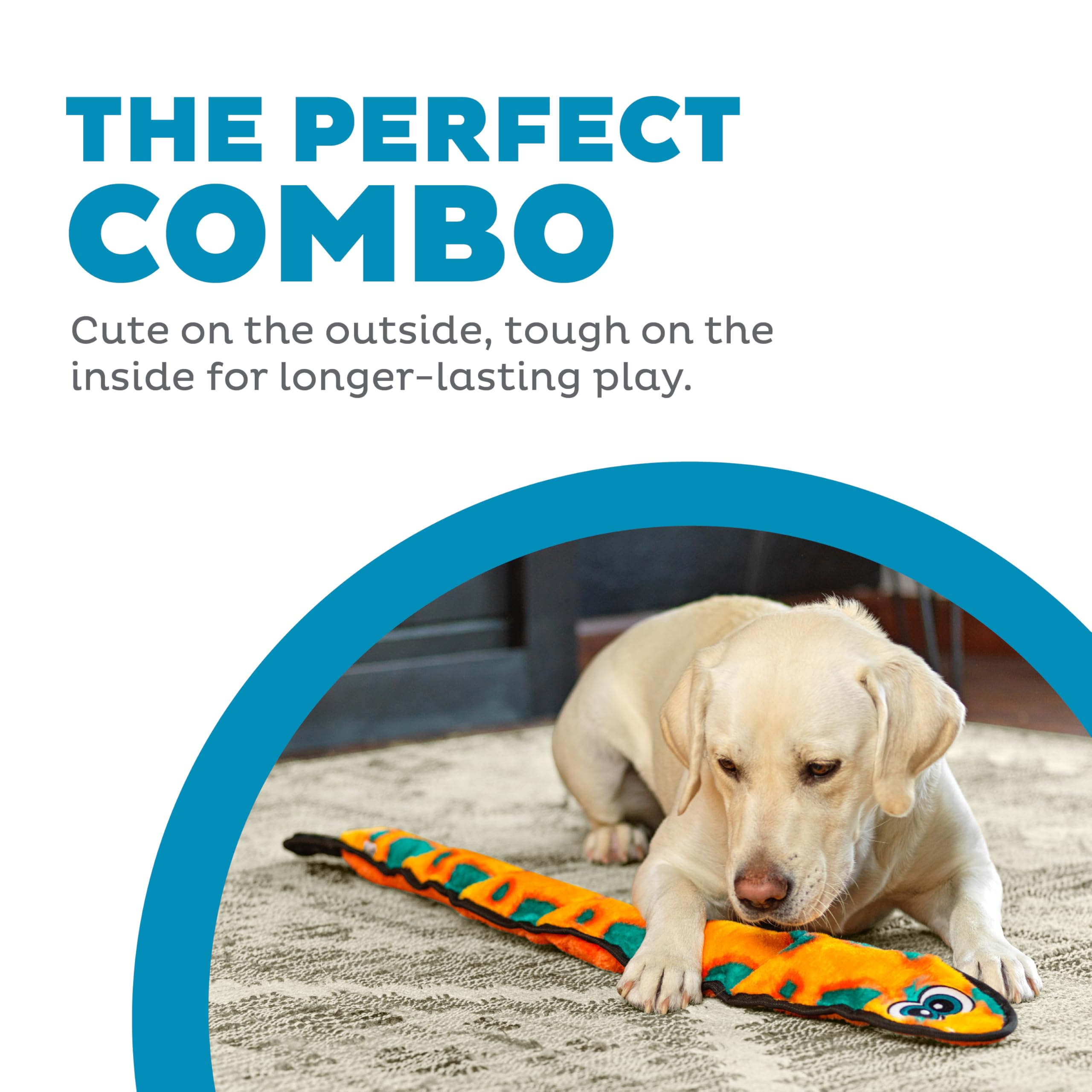 Outward Hound Durablez snake toy side view; built for tough play and extended fun.