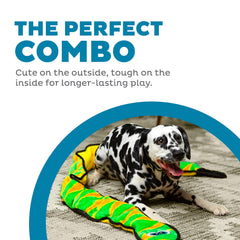 Outward Hound Durablez XXL snake toy close-up squeaker keeps dogs engaged during play.