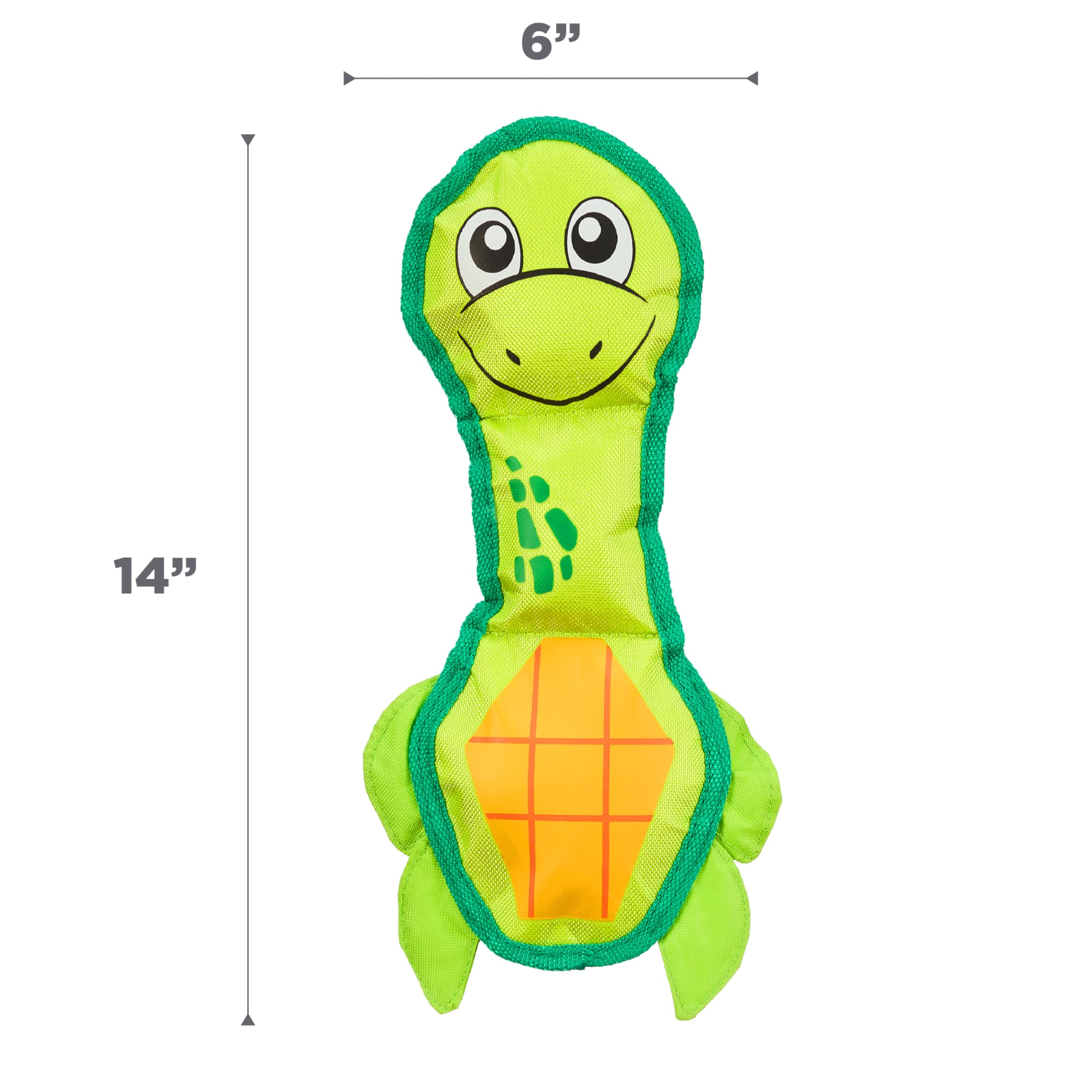 Outward Hound Fire Biterz Turtle Plush in medium size suits mid-size dogs.