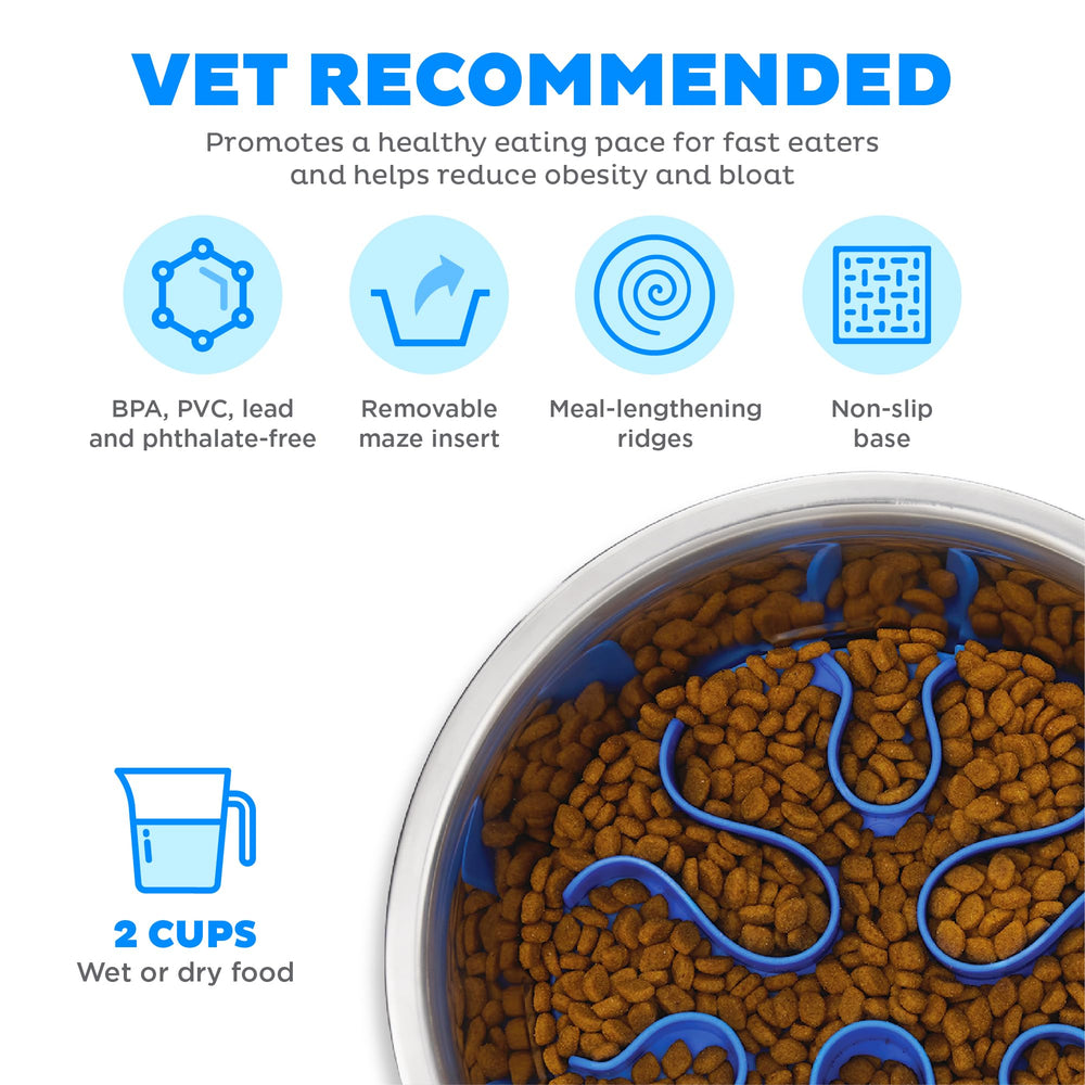 Outward Hound Fun Feeder non-slip base prevents spills on floors.