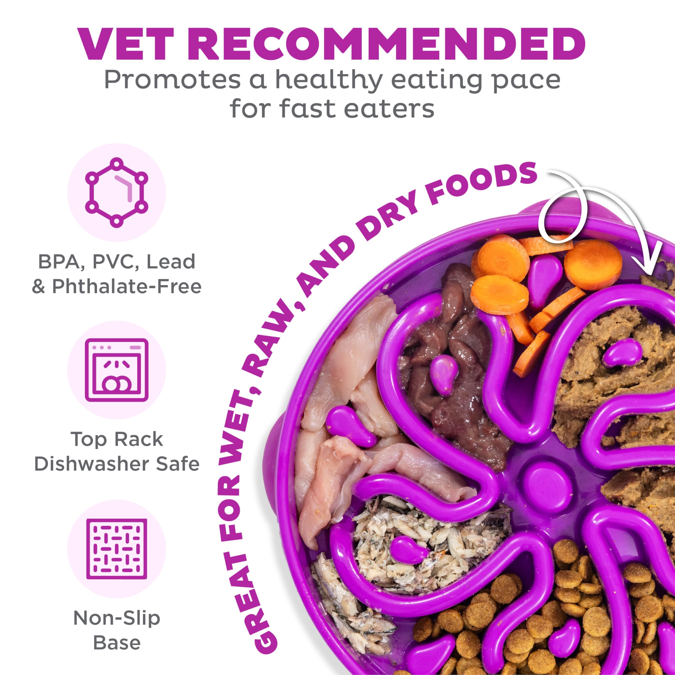 Outward Hound Fun Feeder slo bowl maze pattern engages dogs during feeding.