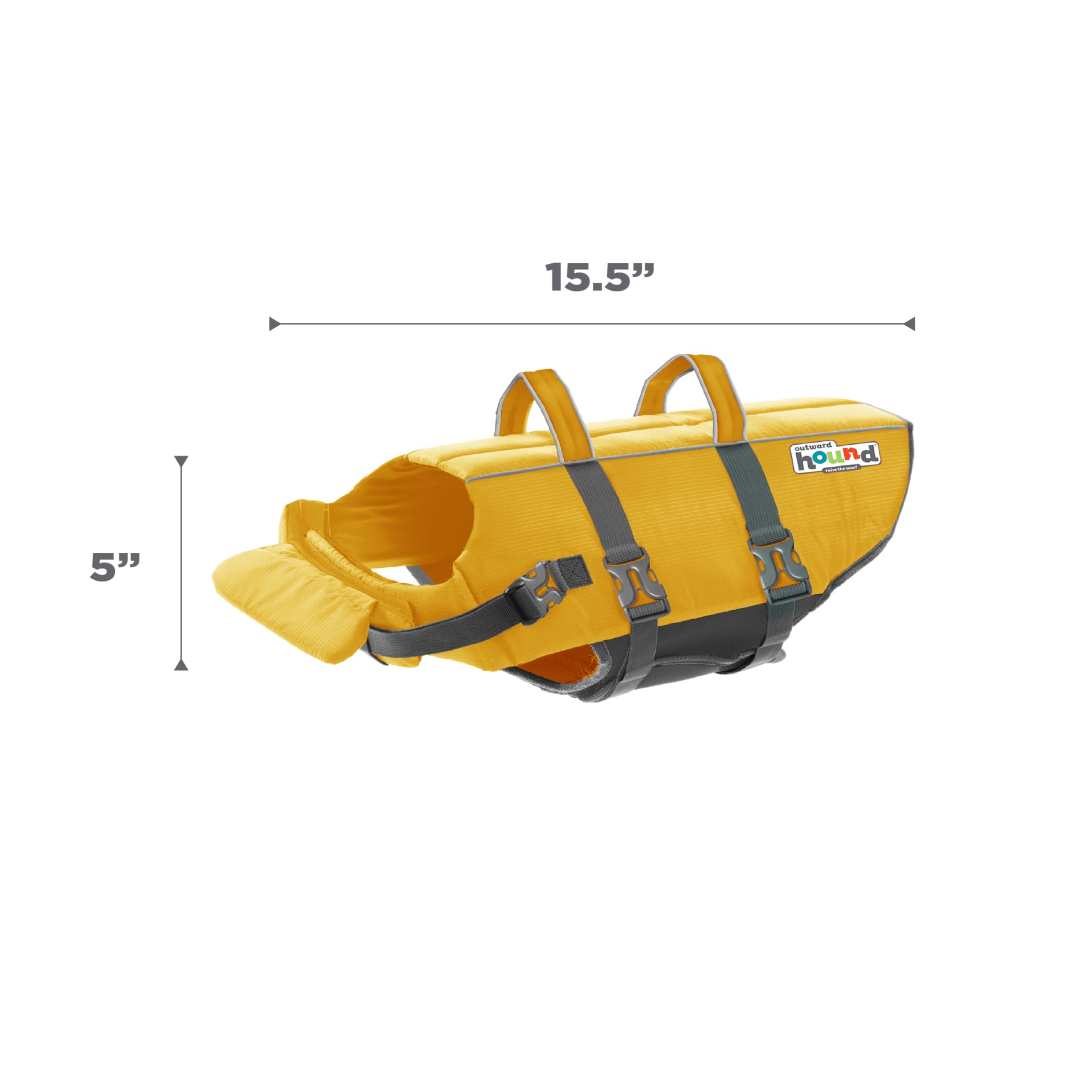 Outward Hound Granby Splash life jacket yellow, front neck float supports head