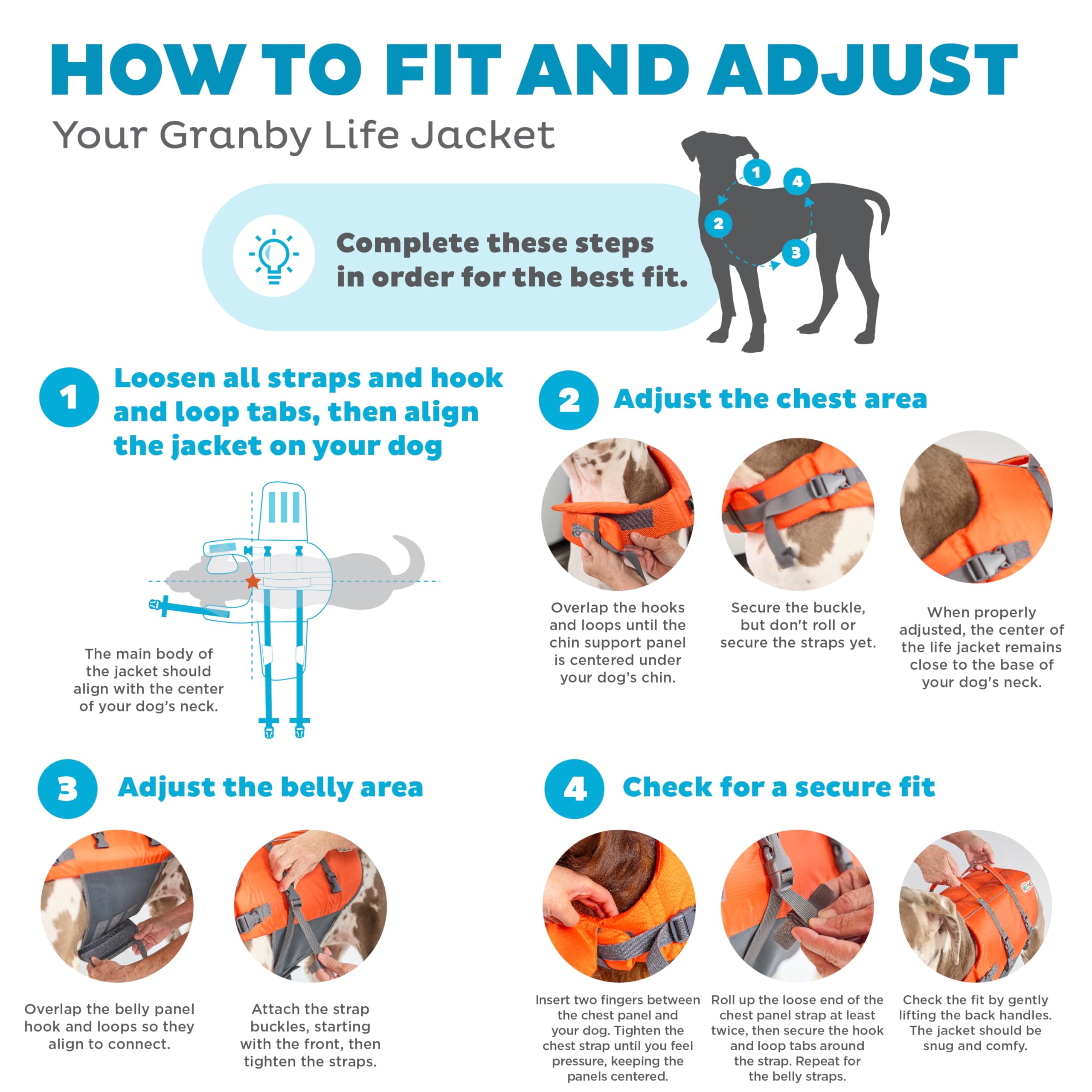 Outward Hound Granby Splash XS adjustable fit demonstrates easy on/off with secure straps