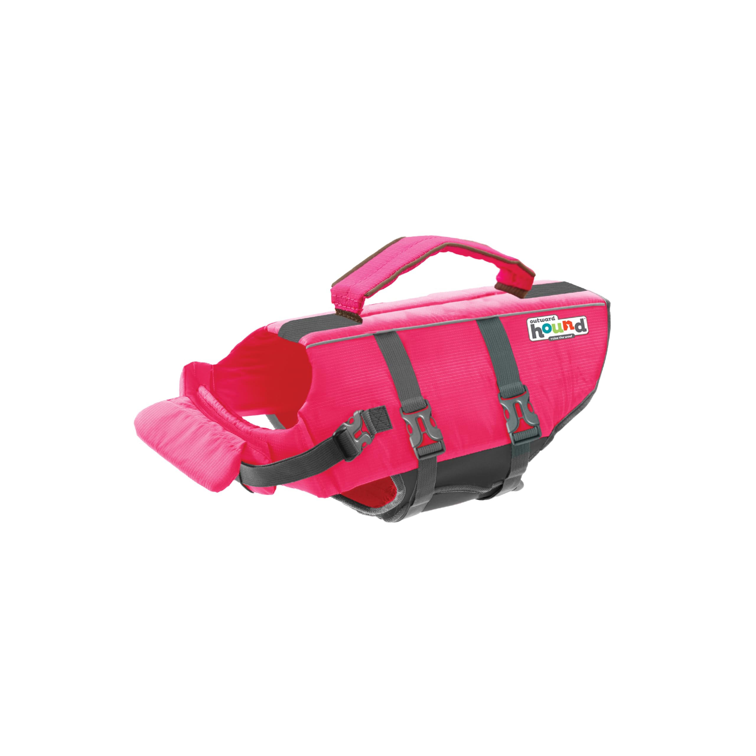 Outward Hound Granby Splash pink life jacket front view for visibility and safety.