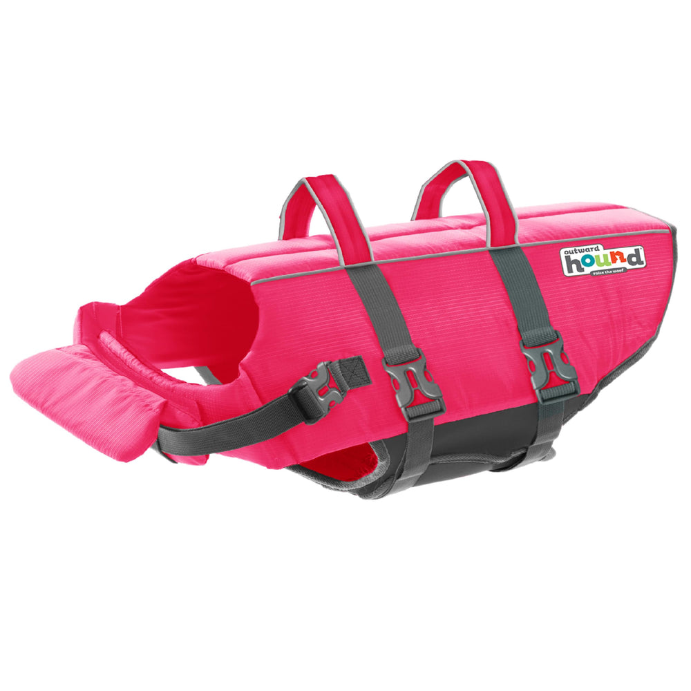 Outward Hound Granby Splash Pink Life Jacket Medium front view with high buoyancy for safe swimming