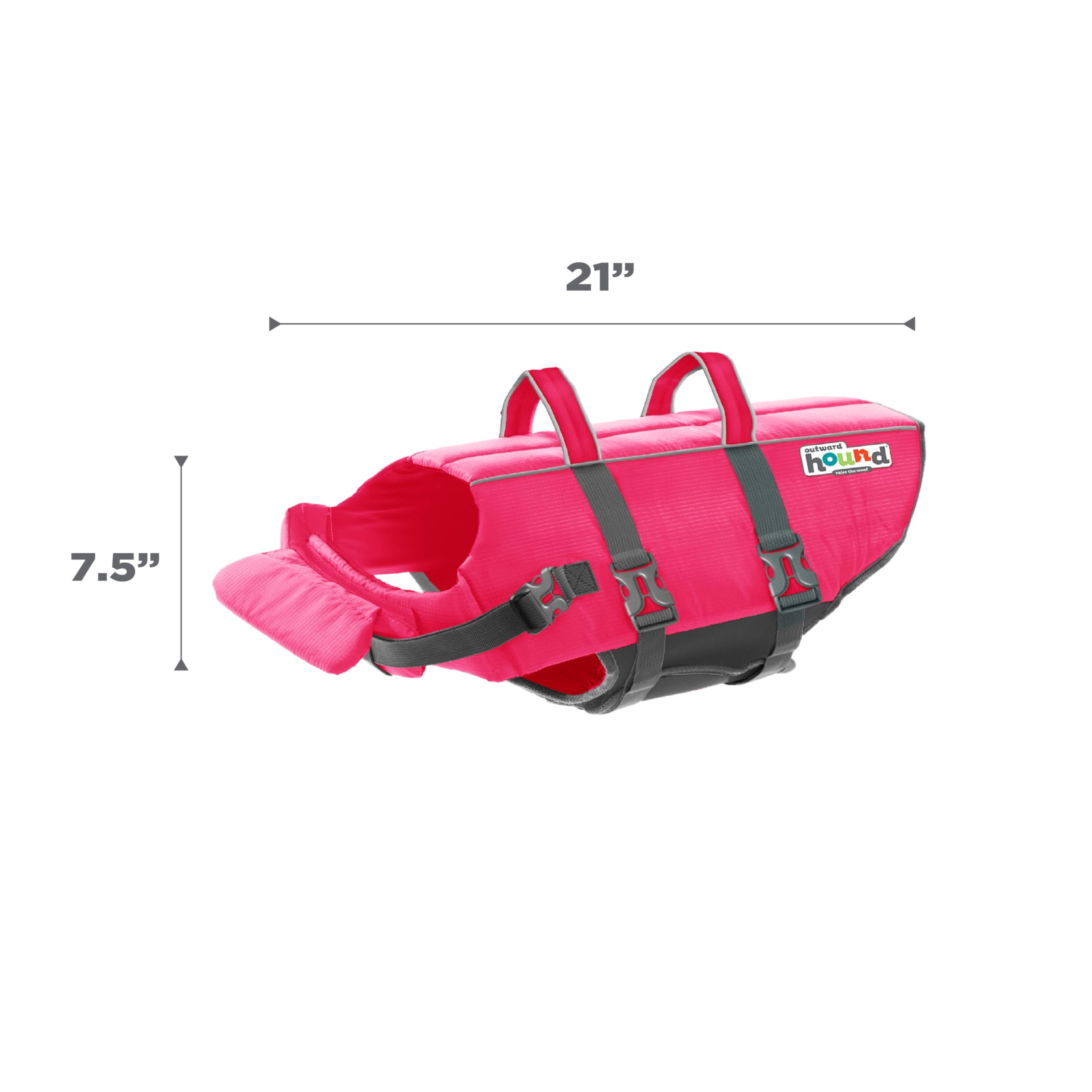 Outward Hound Granby Splash Pink Life Jacket XL, dual grab handles for lifting.