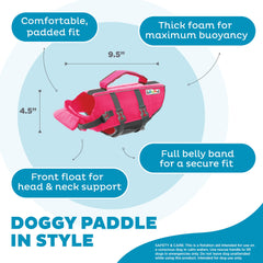 Outward Hound Granby Splash pink dog life jacket XS front neck float supports head