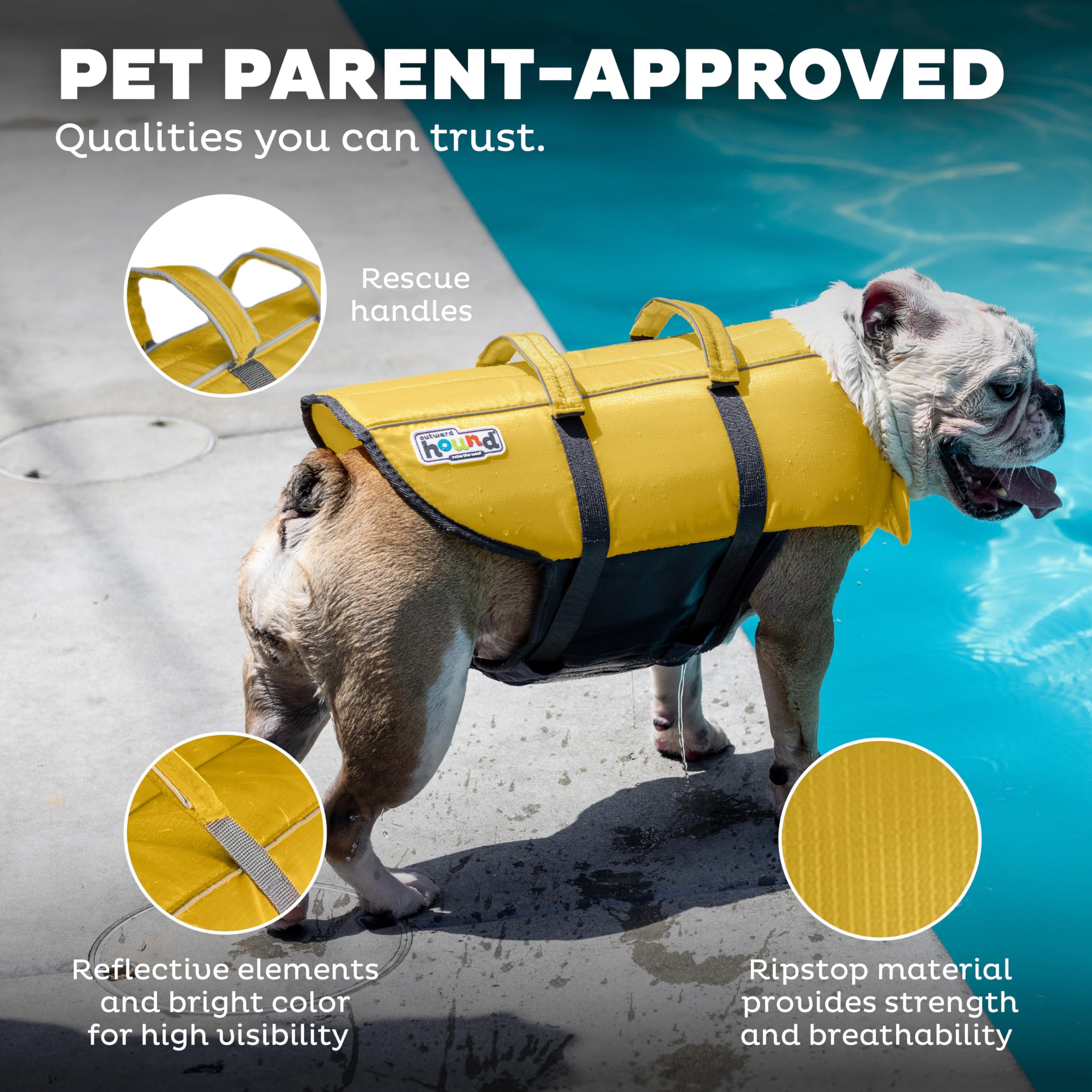 Outward Hound Granby Splash dual rescue handles aid lifting and assistance