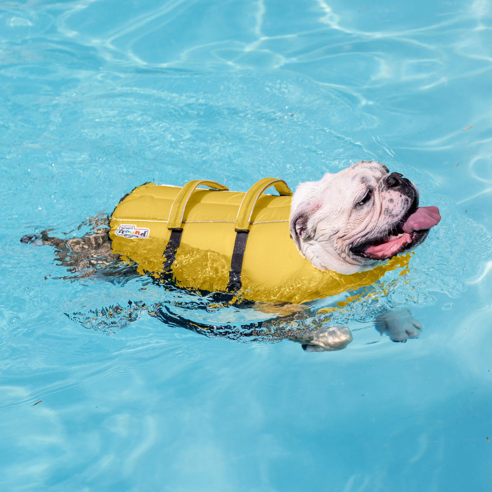 Outward Hound Granby Splash front-neck float detail offering head support during swimming