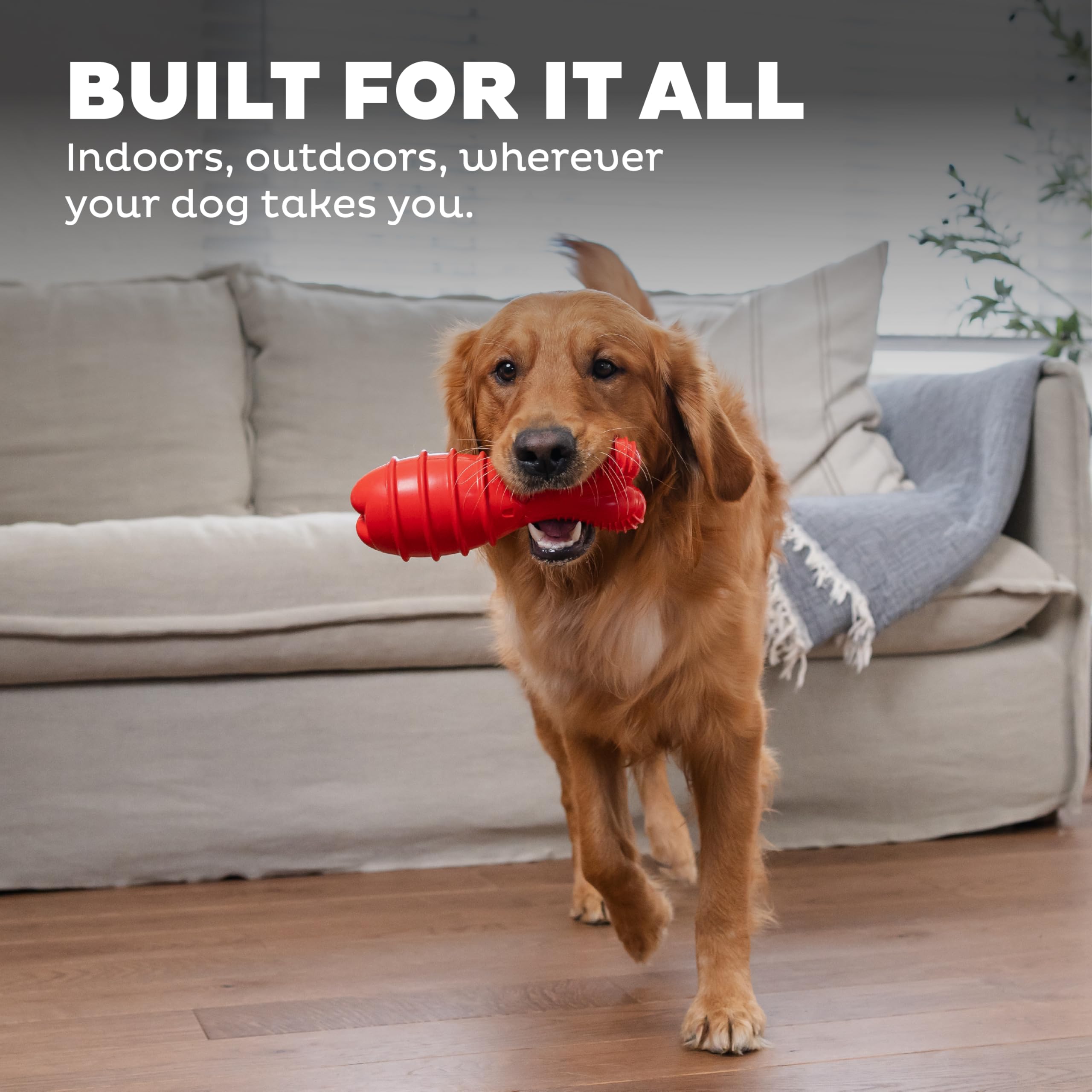 Outward Hound Grunt Fetch Stick Bunny Red textured surface for lasting play