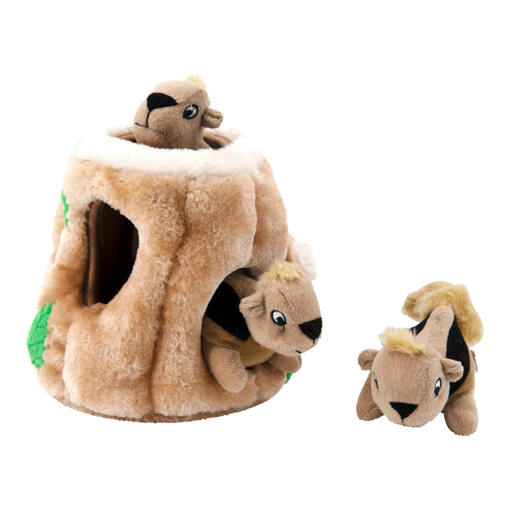 Outward Hound Hide-A-Squirrel boredom-buster in action during engaging play.