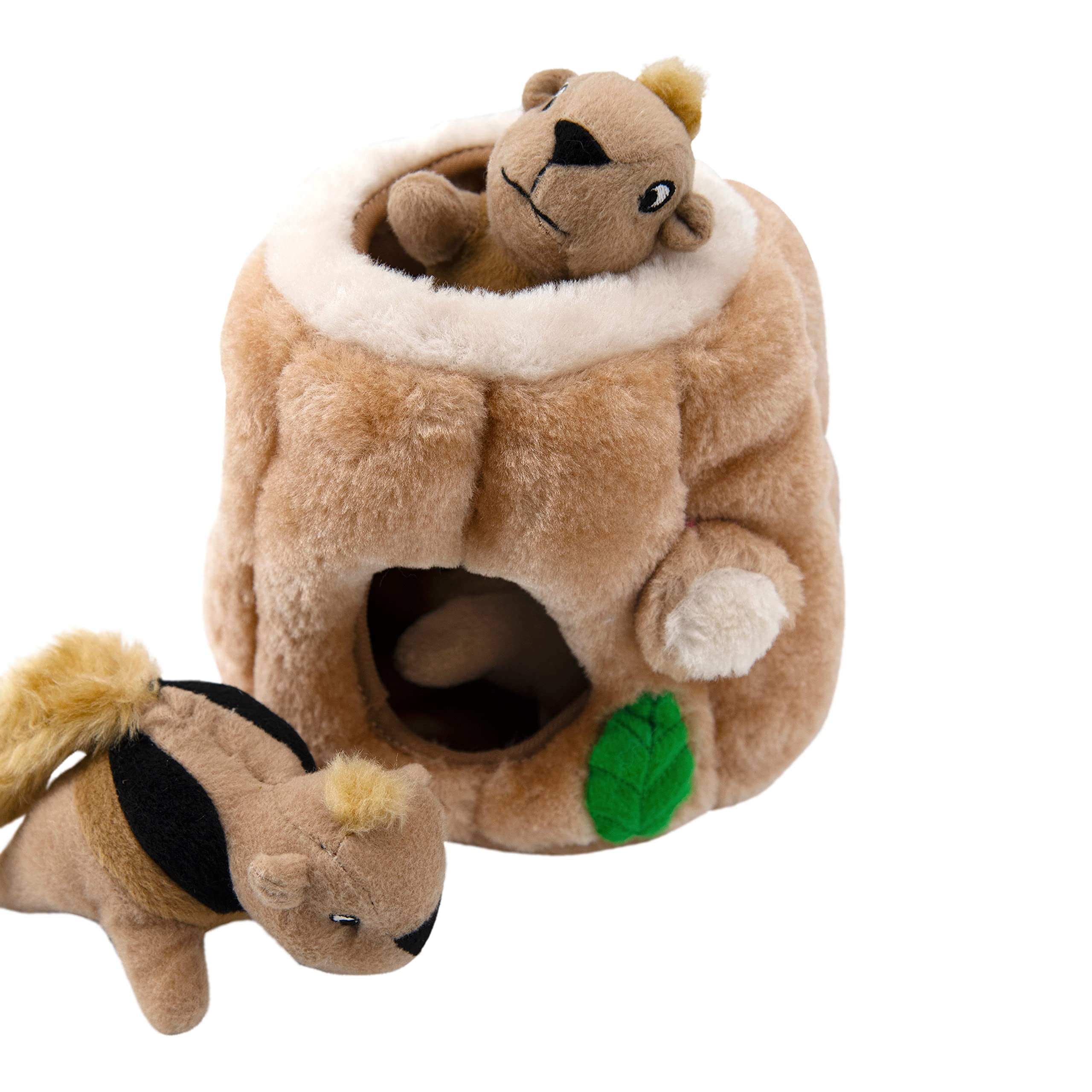 Outward Hound Hide-A-Squirrel inside squirrels visible during hide-and-seek play.
