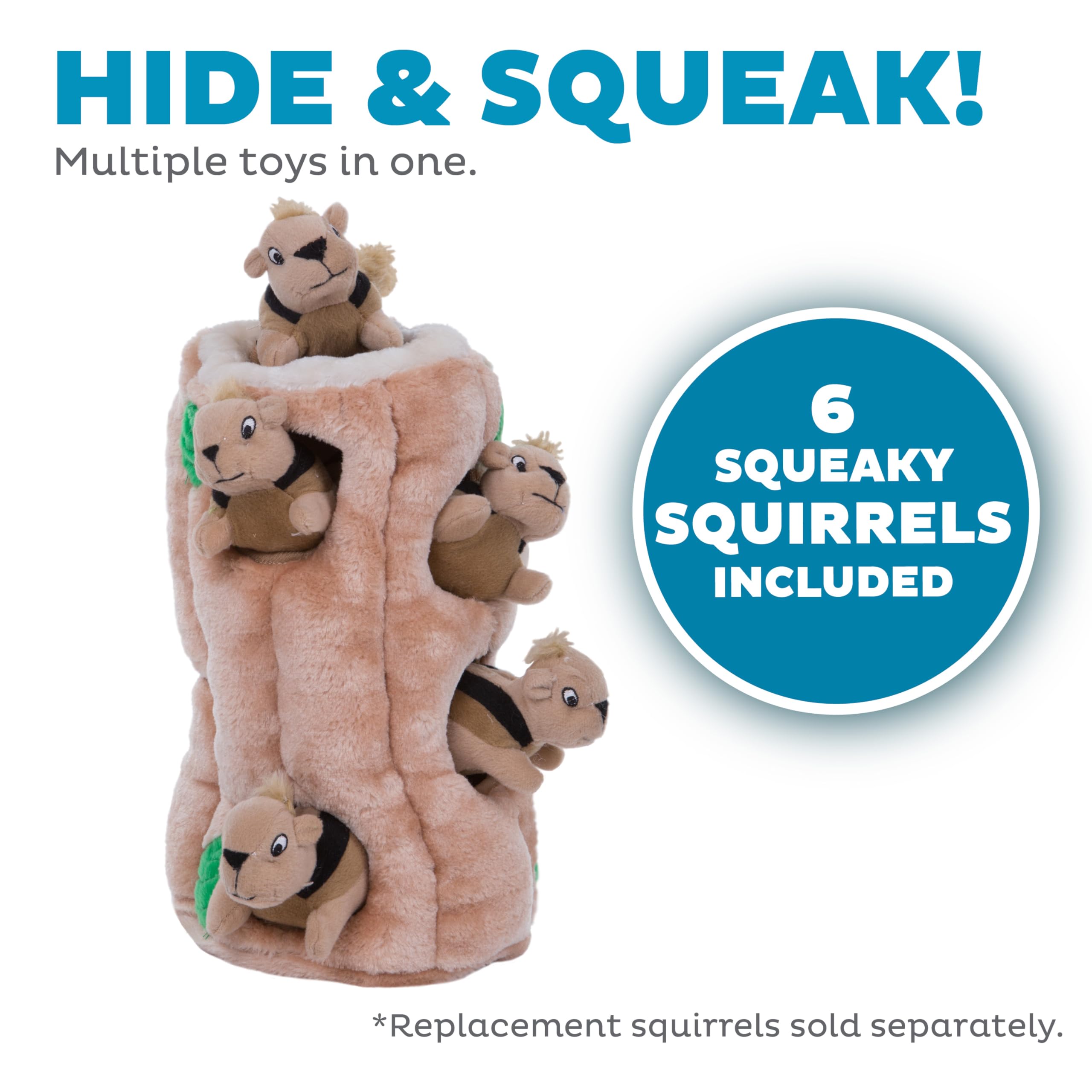 Outward Hound Hide-A-Squirrel plush is soft and cuddly for cozy, gentle play sessions