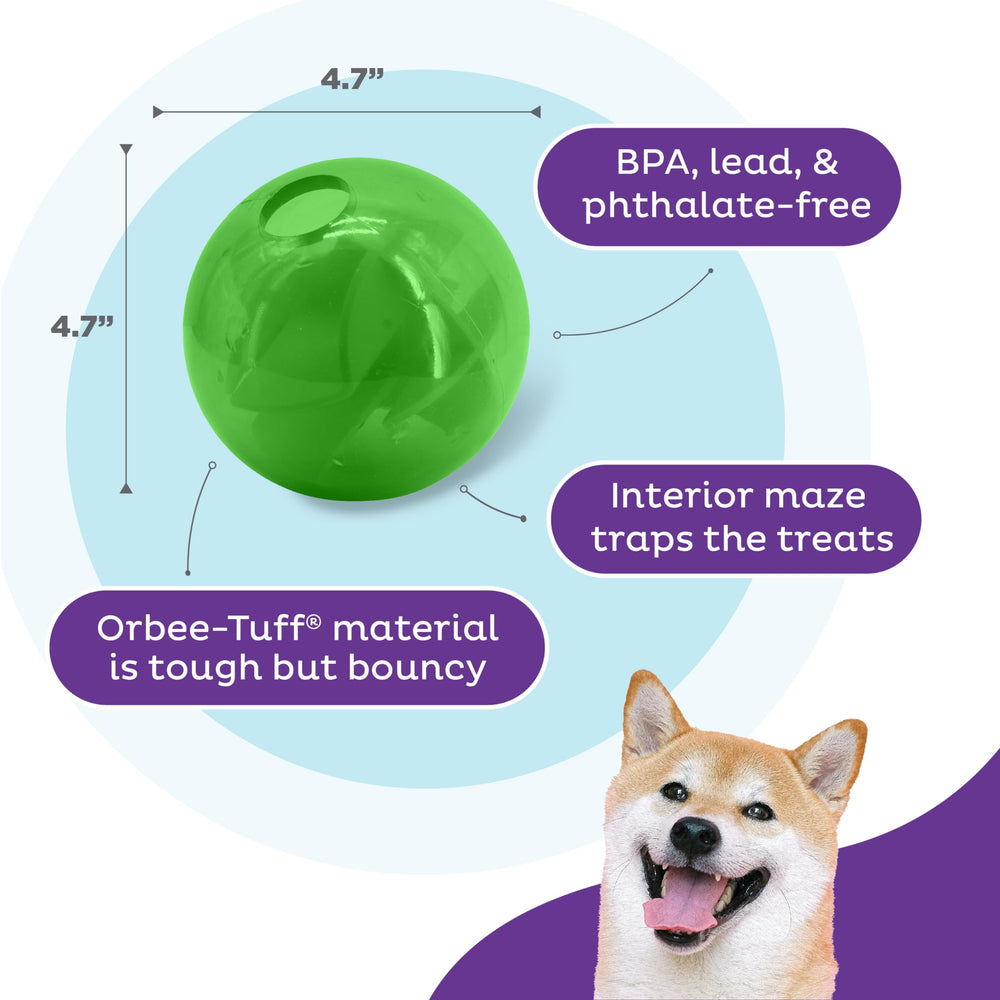 Outward Hound Orbee-Tuff Mazee green ball is visually engaging
