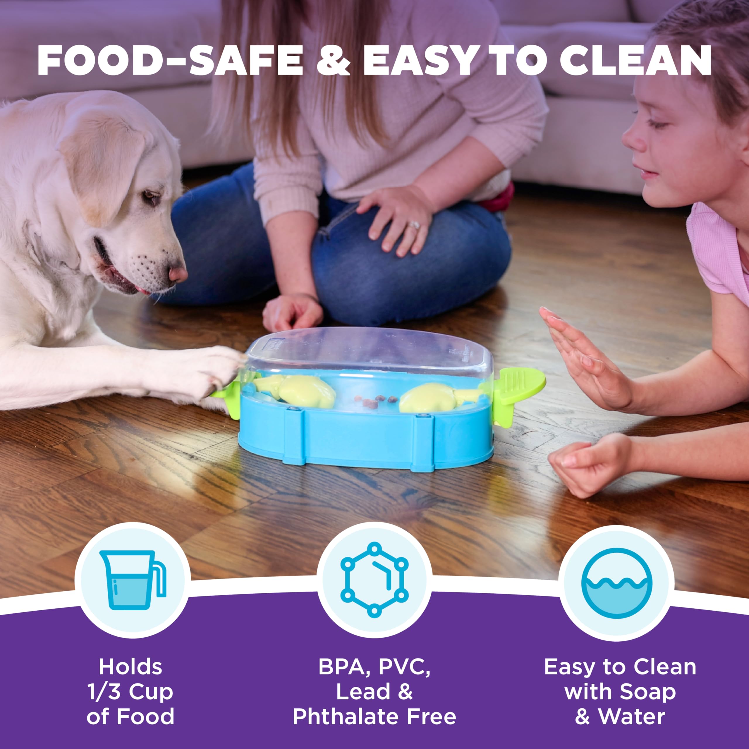 Outward Hound Paw N' Play interactive puzzle filled with treats for mealtime enrichment