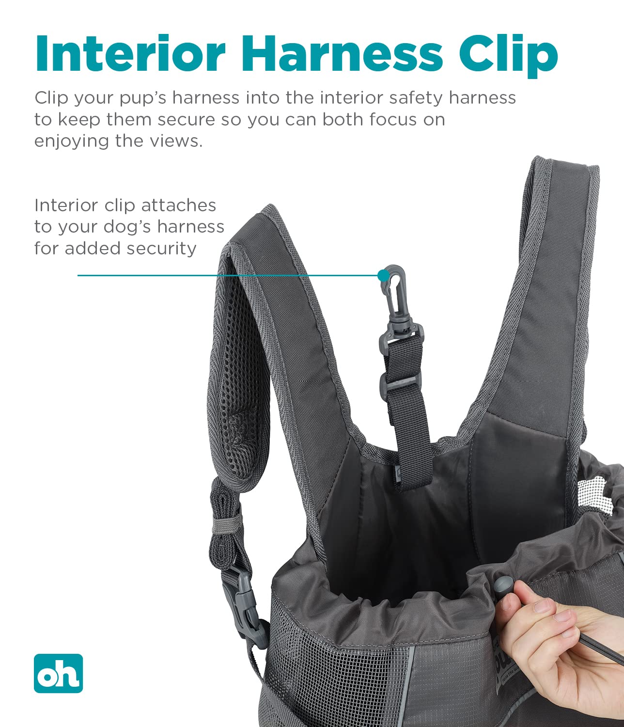 Top drawstring tightens for a snug fit against your chest