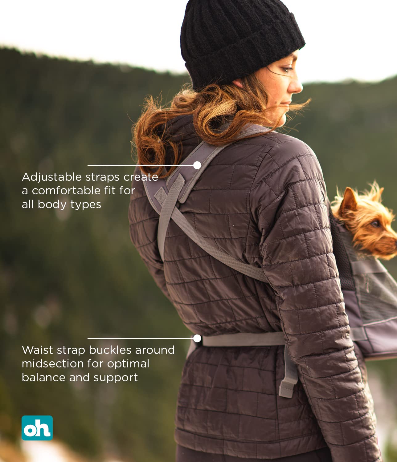 Outward Hound PupPak interior safety clip secures your dog's harness.