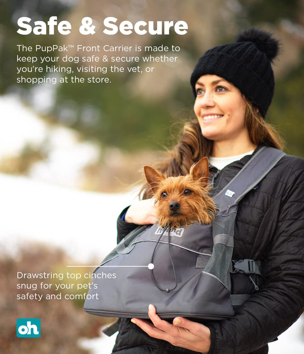 Outward Hound PupPak water-resistant fabric withstands outdoor use.